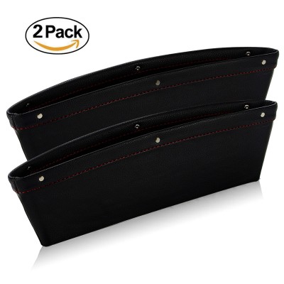Ampper Leather Storage Cox, Car Storage Box Pad Pocket Premium Quality PU Leather - (0.79 - 1.6" Gap Fit, Black, 2 Pack)  Ampper Leather Storage Cox, Car Storage Box Pad Pocket Premium Quality PU Leather - (0.79 - 1.6" Gap Fit, Black, 2 Pack)