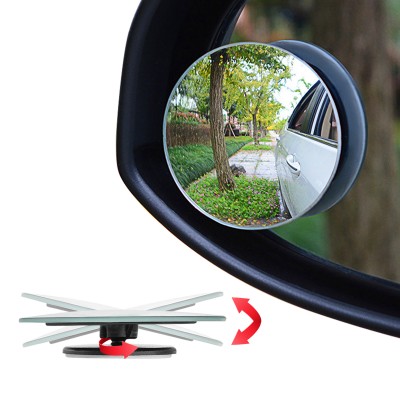 Ampper 4 Pack Upgrade 2" Blind Spot Mirrors, 360° Rotate + 30° Sway Adjustabe HD Glass Convex Wide Angle Rear View Car and Motorcycle Universal Fit Stick-On Lens