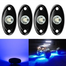 Ampper 4 Pods LED Rock Light CREE Chips, Universal Fit Waterproof Multi Function Accent Glow Neon LED Light Kits for Cars Offroad Truck Boat Deck Underbody Interior Exterior (Blue)