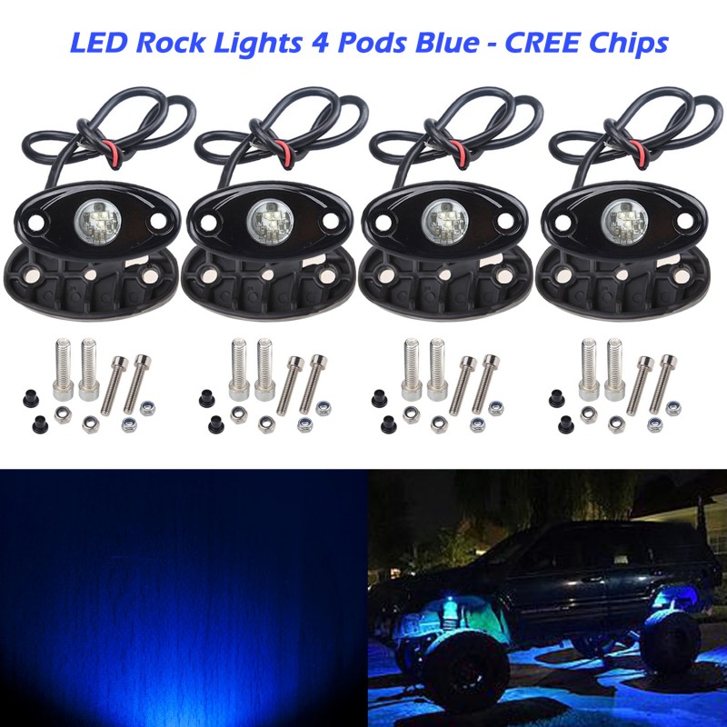 4 Pods LED Rock Light CREE Chips, Ampper Universal Fit Waterproof Multi