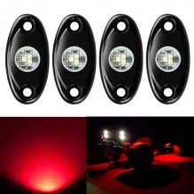 Ampper 4 Pods LED Rock Light CREE Chips, Universal Fit Waterproof Multi Function Accent Glow Neon LED Light Kits for Cars Offroad Truck Boat Deck Underbody Interior Exterior (Red)