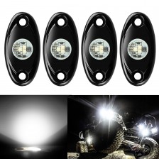 Ampper 4 Pods LED Rock Light CREE Chips, Universal Fit Waterproof Multi Function Accent Glow Neon LED Light Kits for Cars Offroad Truck Boat Deck Underbody Interior Exterior (White)