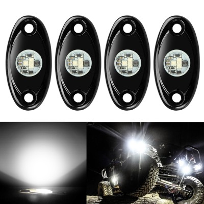 Ampper 4 Pods LED Rock Light, Universal Fit Waterproof Multi Function Accent Glow Neon LED Light Kits for Cars Offroad Truck Boat Deck Underbody Interior Exterior (White)