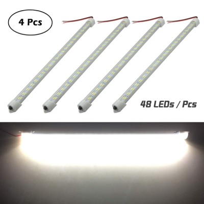 12V 48 LEDs Interior Light Bar for Car Van Indoor and Home Use (With On/Off Switch, White, 4 Pcs)