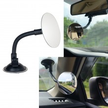 3.35" Round Blind Spot Mirror/Rear Facing Mirror, Ampper 360 Degree Rotate Adjustabe Suction Cup/Long Arm HD Glass Convex Wide Angle Rear View Universal Fit Lens