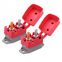 Ampper DC 12V - 24V Automatic Reset Circuit Breaker with Cover Stud Bolt for Automotive and More (50A, 2Pcs)