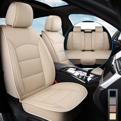 Ampper Universal PU Leather Car Seat Covers For Car Truck SUV Van Beige
